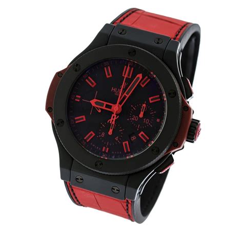 black and red hublot|Hublot black diamond watch.